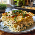 Cheesy Mushroom Chicken Alfredo Lasagna