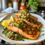Grilled Salmon with Avocado Chimichurri Recipe