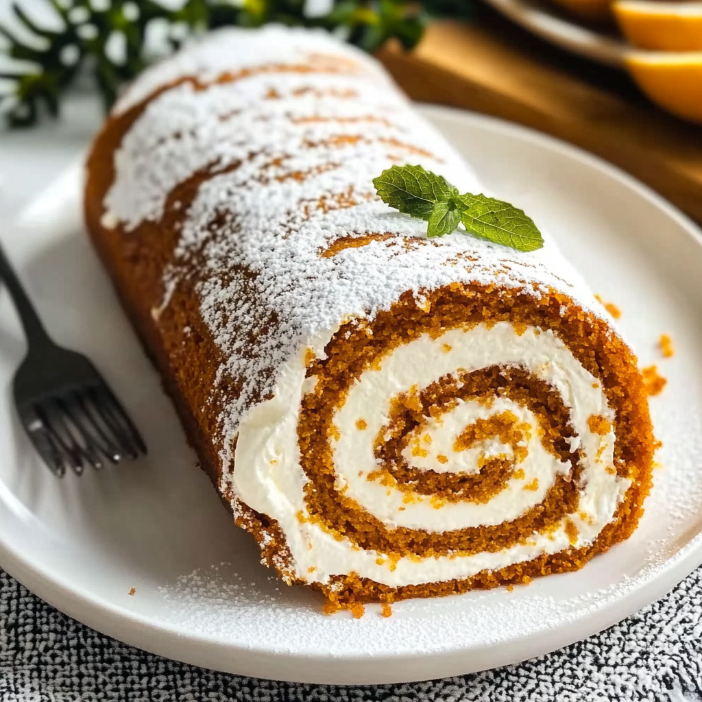 Easy Pumpkin Roll with Cream Cheese