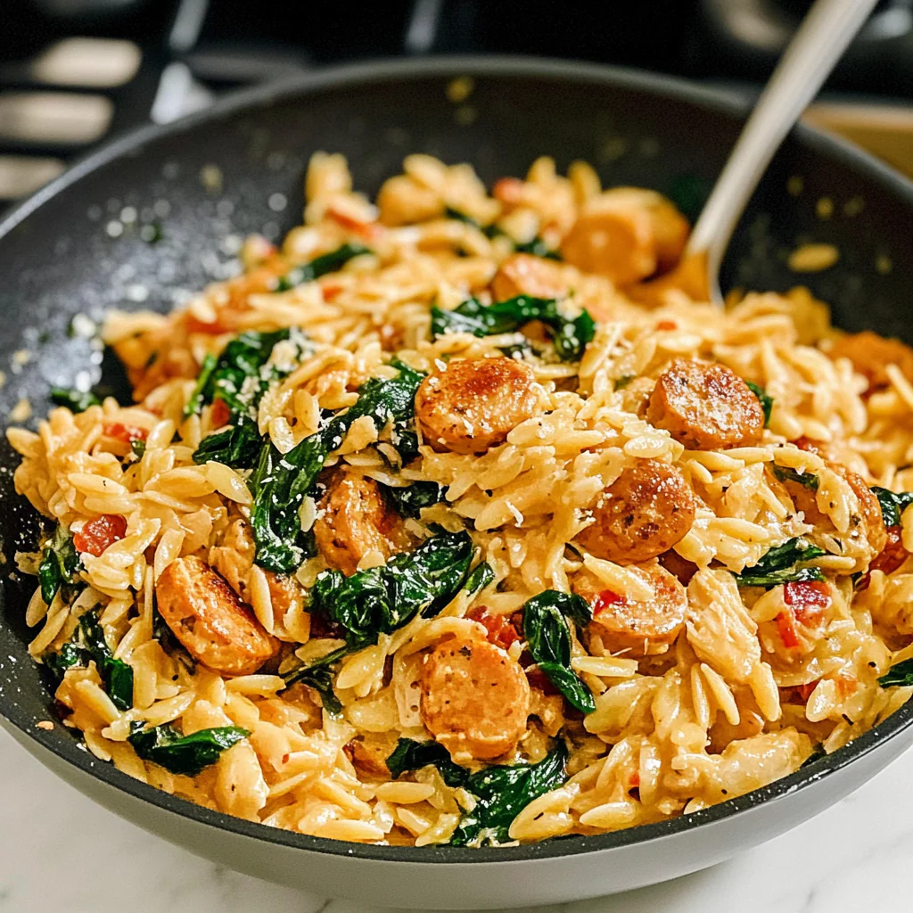 Chicken Sausage Orzo Skillet