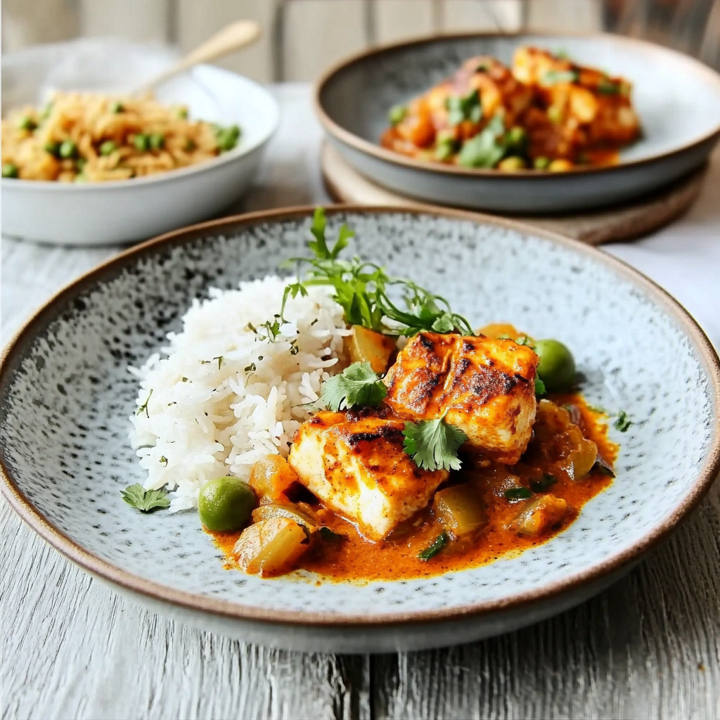 Tikka Cod with Caramelized Onion Rice Recipe