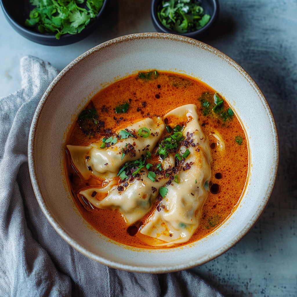 Thai Red Coconut Gyoza Soup Recipe