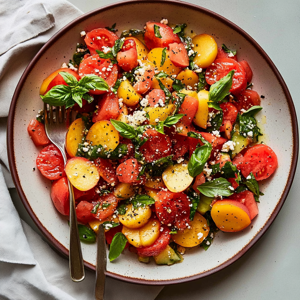Refreshing Peach Watermelon Salad Recipe
