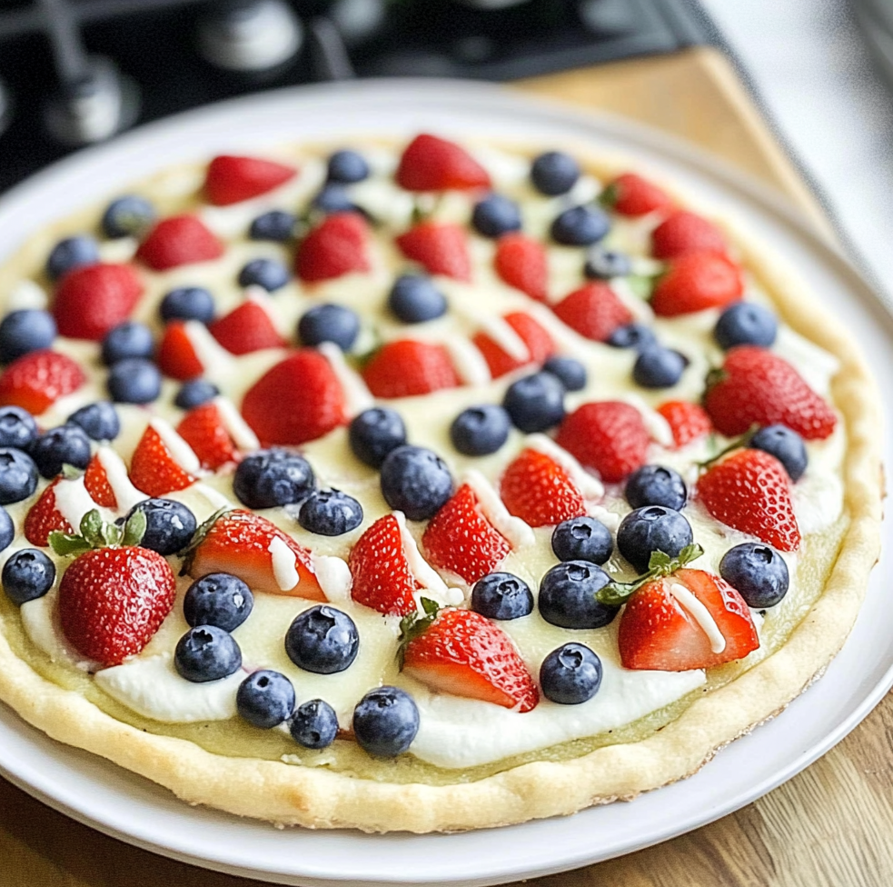 Summer with Red, White, and Blueberry Flag Pizza