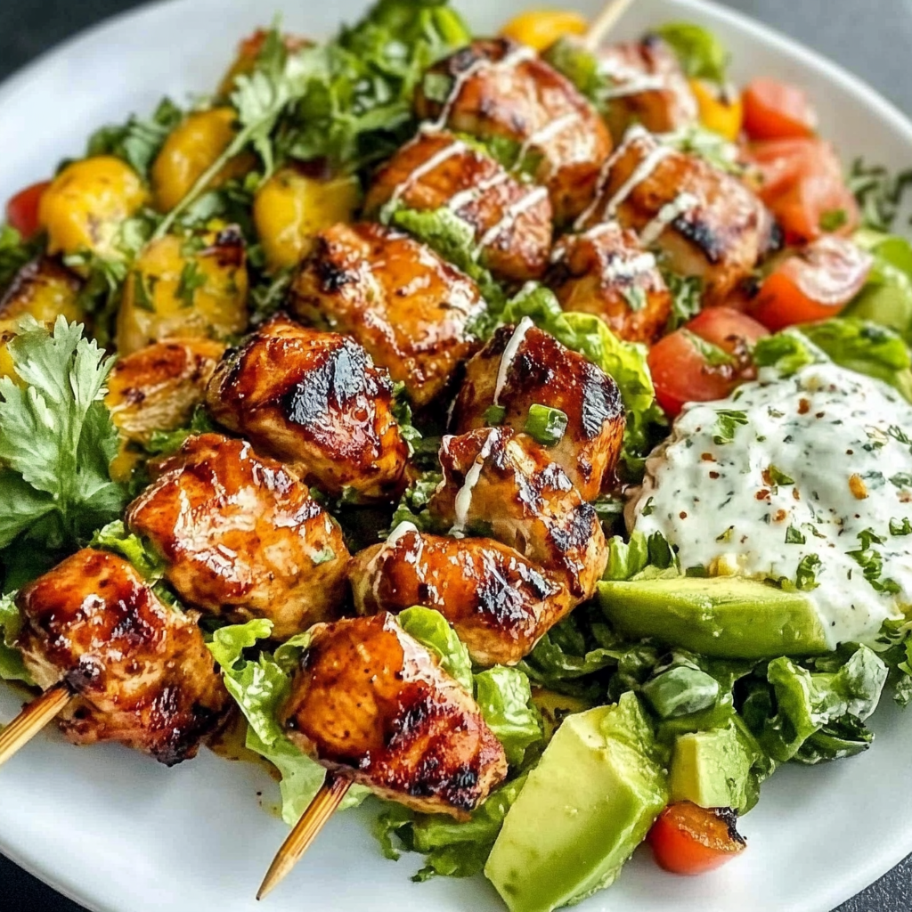 BBQ Chicken Skewer Salad Recipe