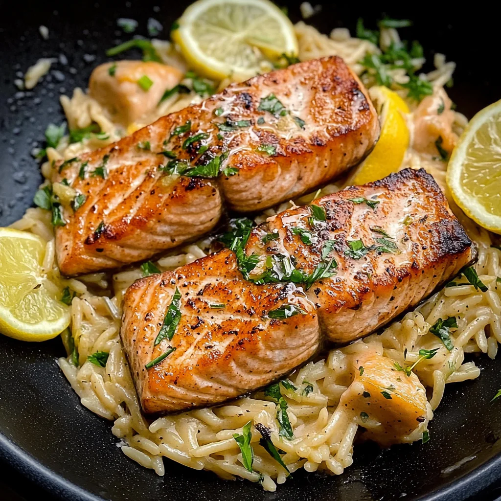 Salmon with Lemon Orzo Recipe