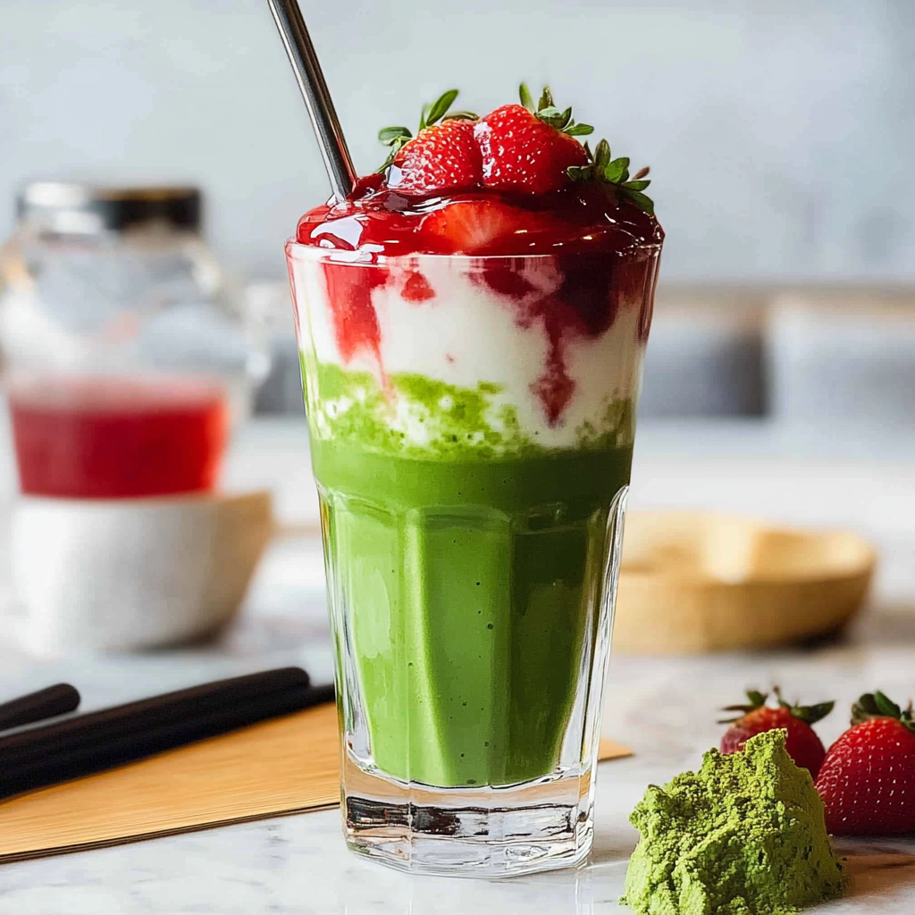 Iced Matcha Strawberry Latte Recipe