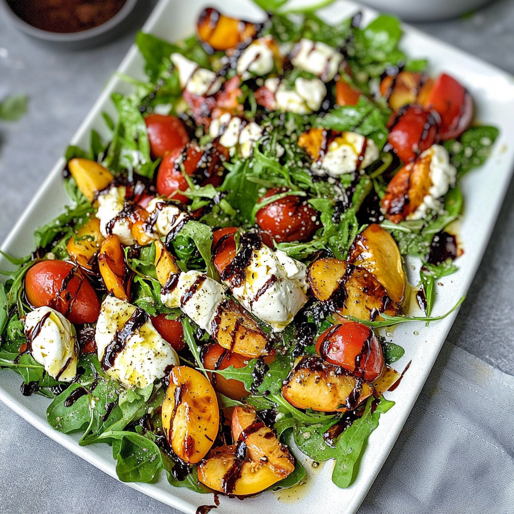 Peach Burrata Arugula Salad Recipe