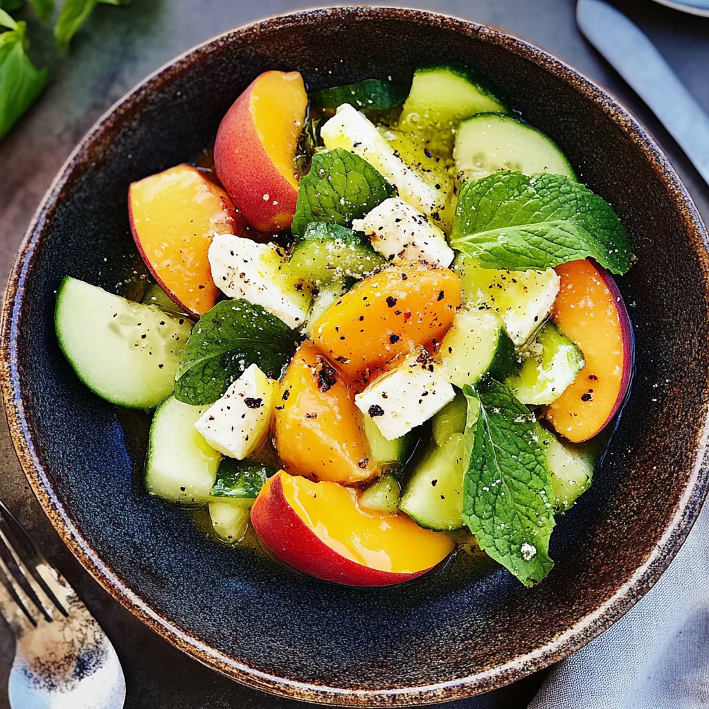 Peach Salad with Cucumber & Mint Dressing