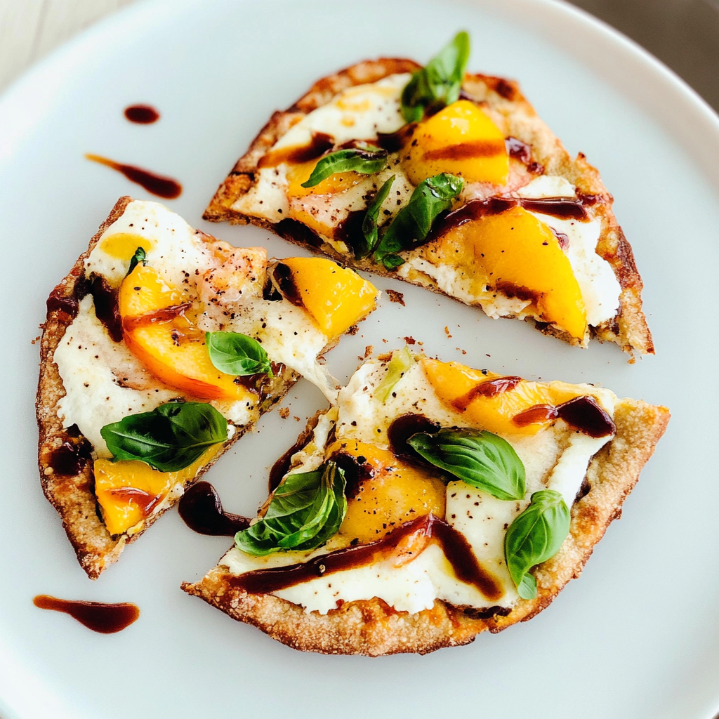 Peach & Basil Flatbread Pizza Recipe