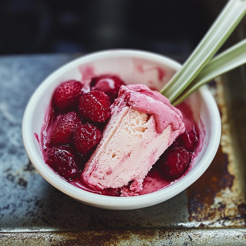 Rhubarb-Strawberry Frozen Yogurt Recipe