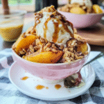 Grilled Peach Sundaes with Vanilla Ice Cream