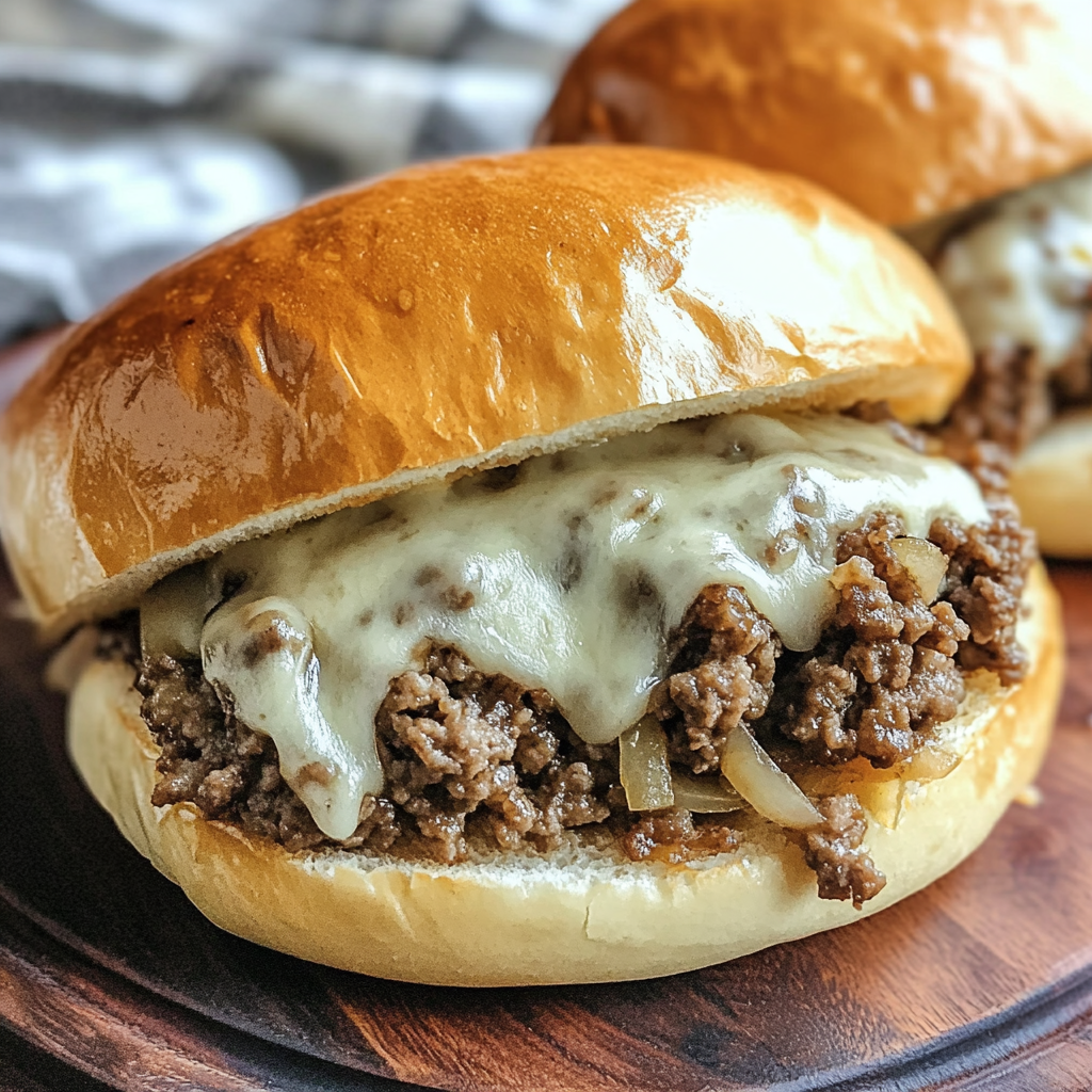 Slow Cooker Ground Beef French Dip Sandwiches