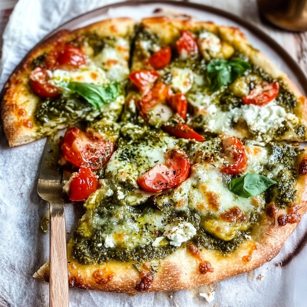 Pesto Flatbread Pizza Recipe