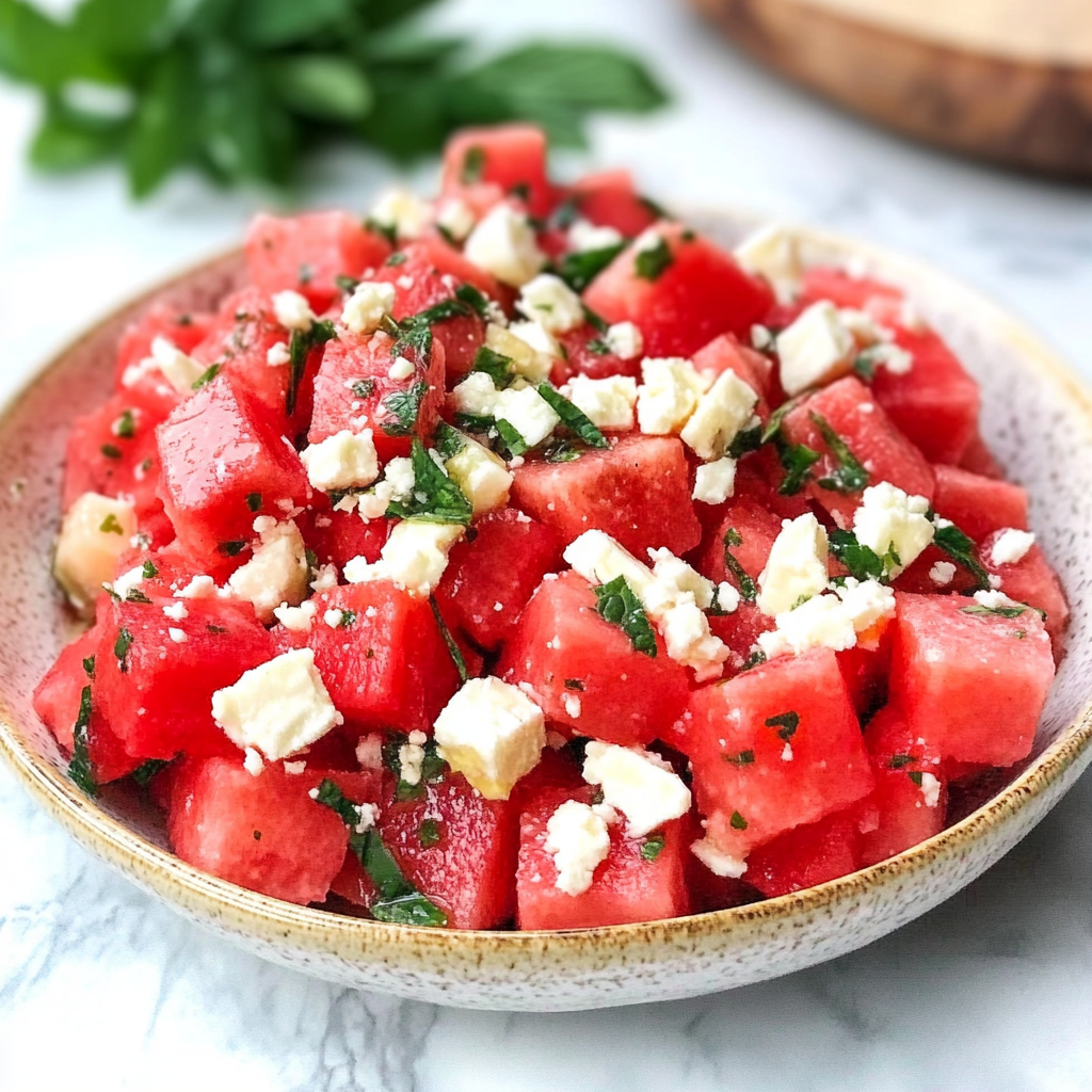 Watermelon Feta Mint Salad Recipe