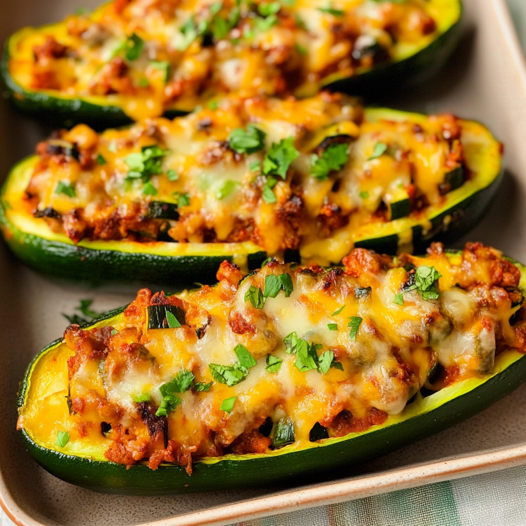 Mexican Zucchini Boats with Yogurt Sauce
