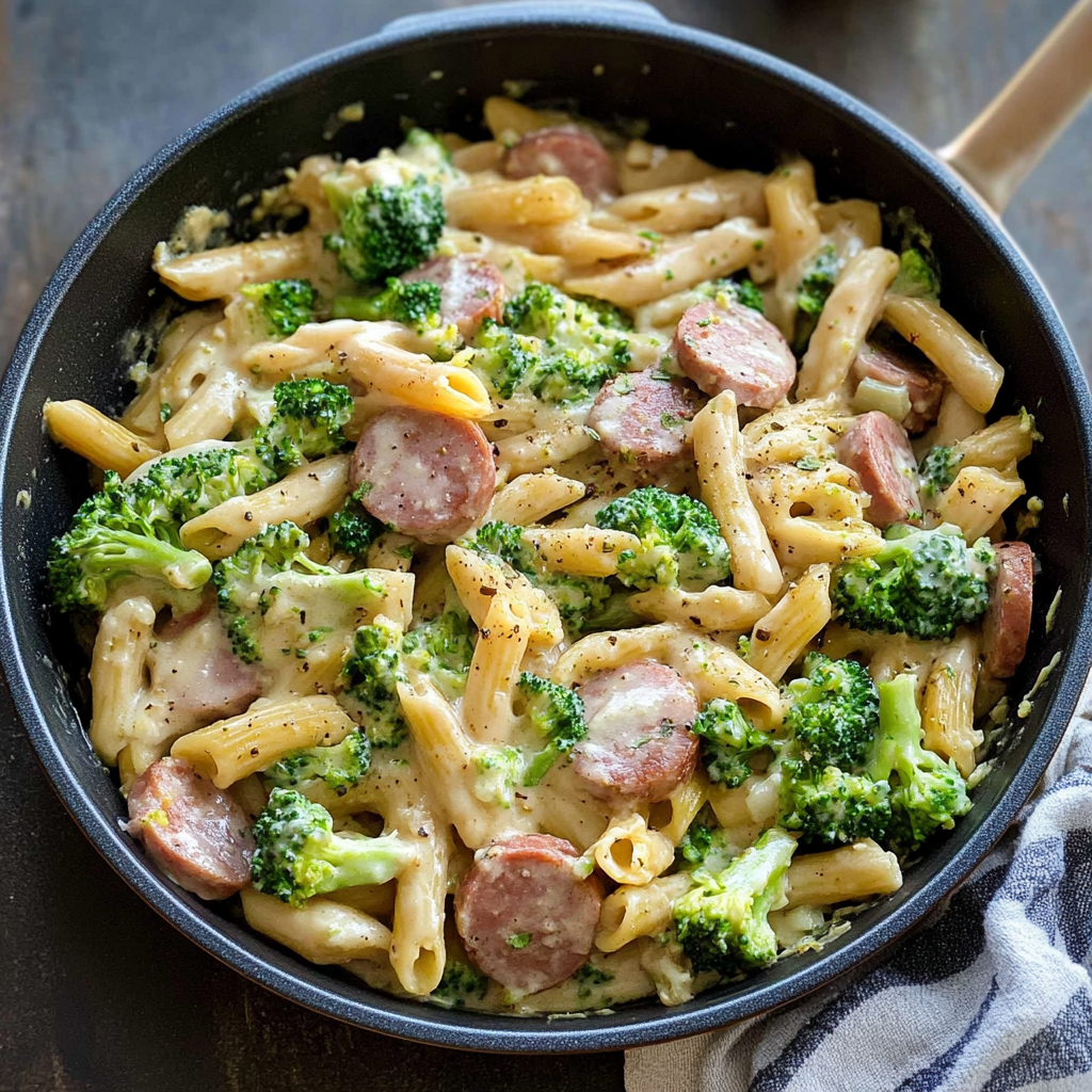 Creamy Kielbasa and Broccoli Skillet