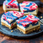 Red, White & Blue Cheesecake Swirled Bars