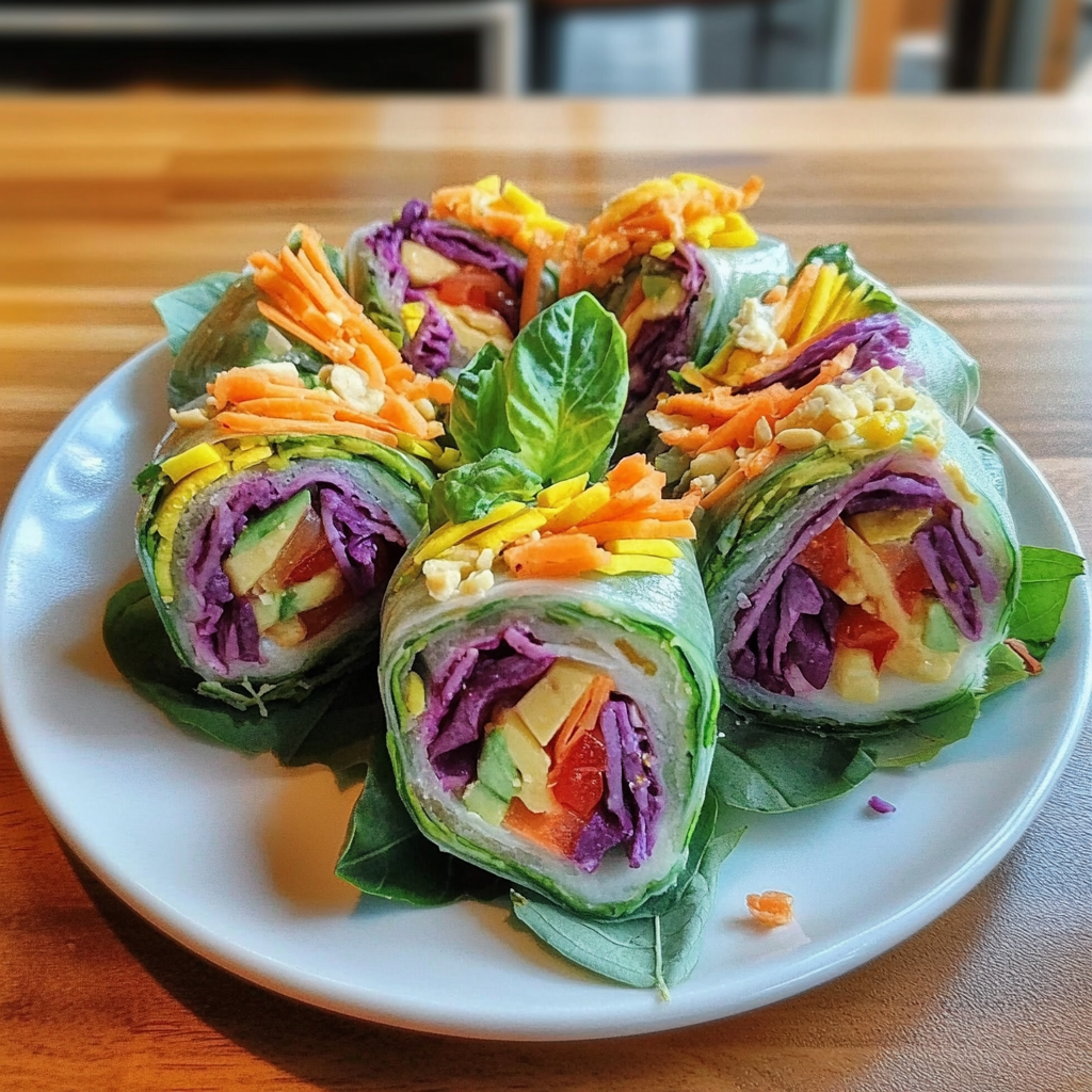 Detox Rainbow Roll-Ups with Peanut Sauce Recipe