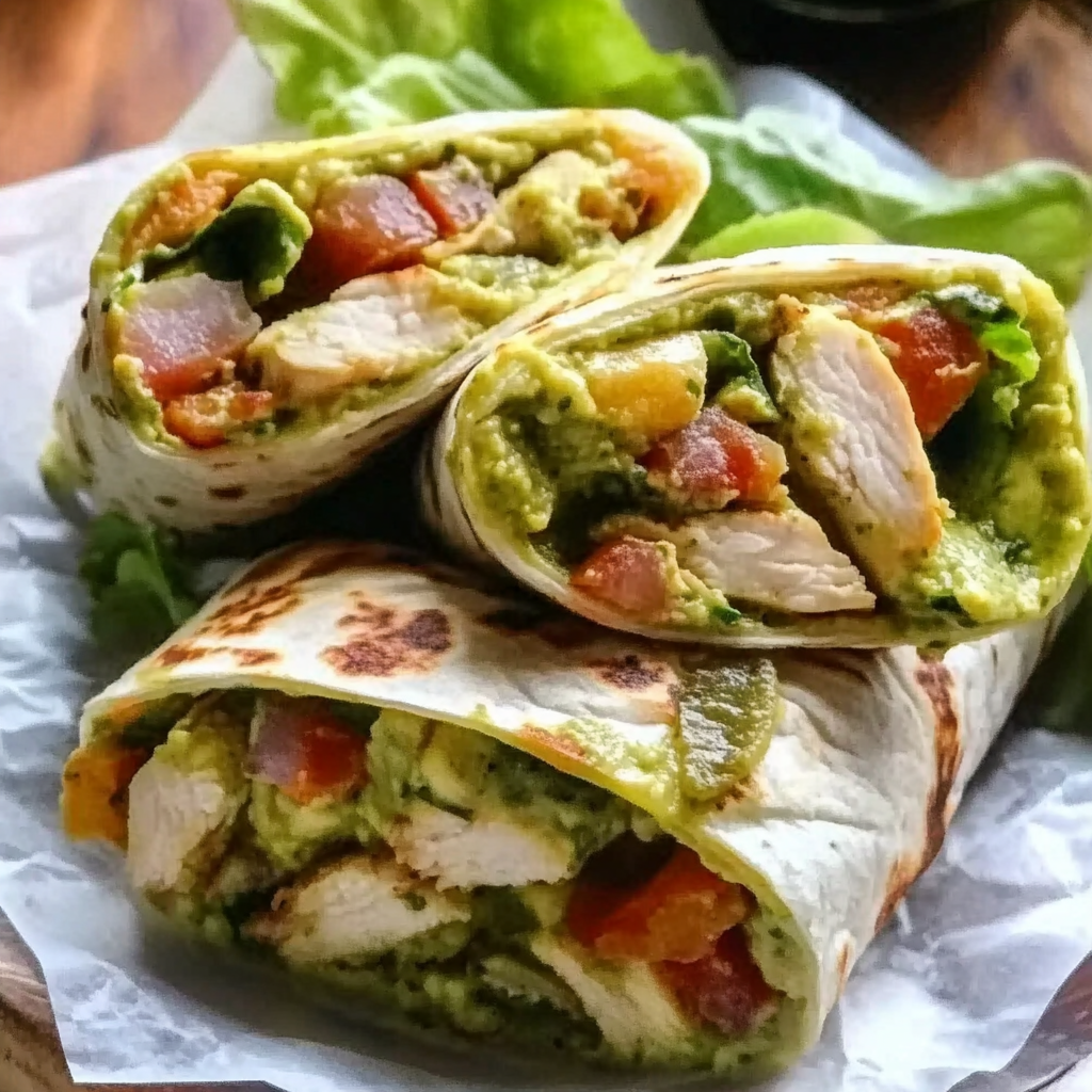 Pesto Chicken and Avocado Bacon Wraps
