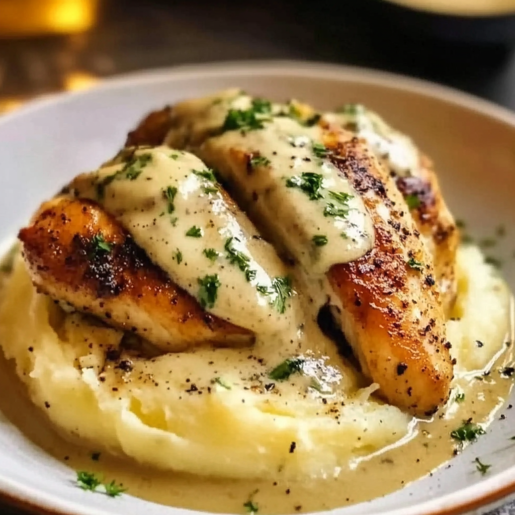 Chicken with Creamy Dijon Sauce & Mashed Potatoes