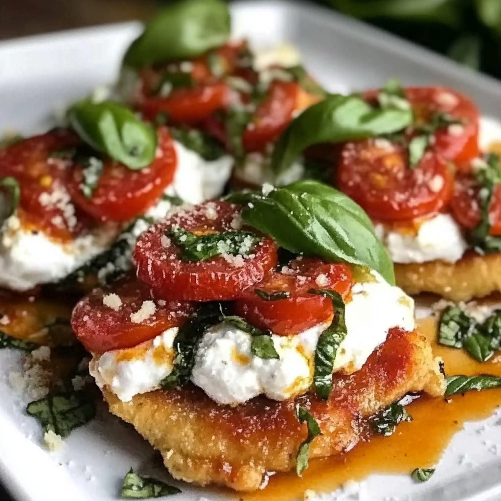 Italian Basil Chicken Cutlets with Burrata
