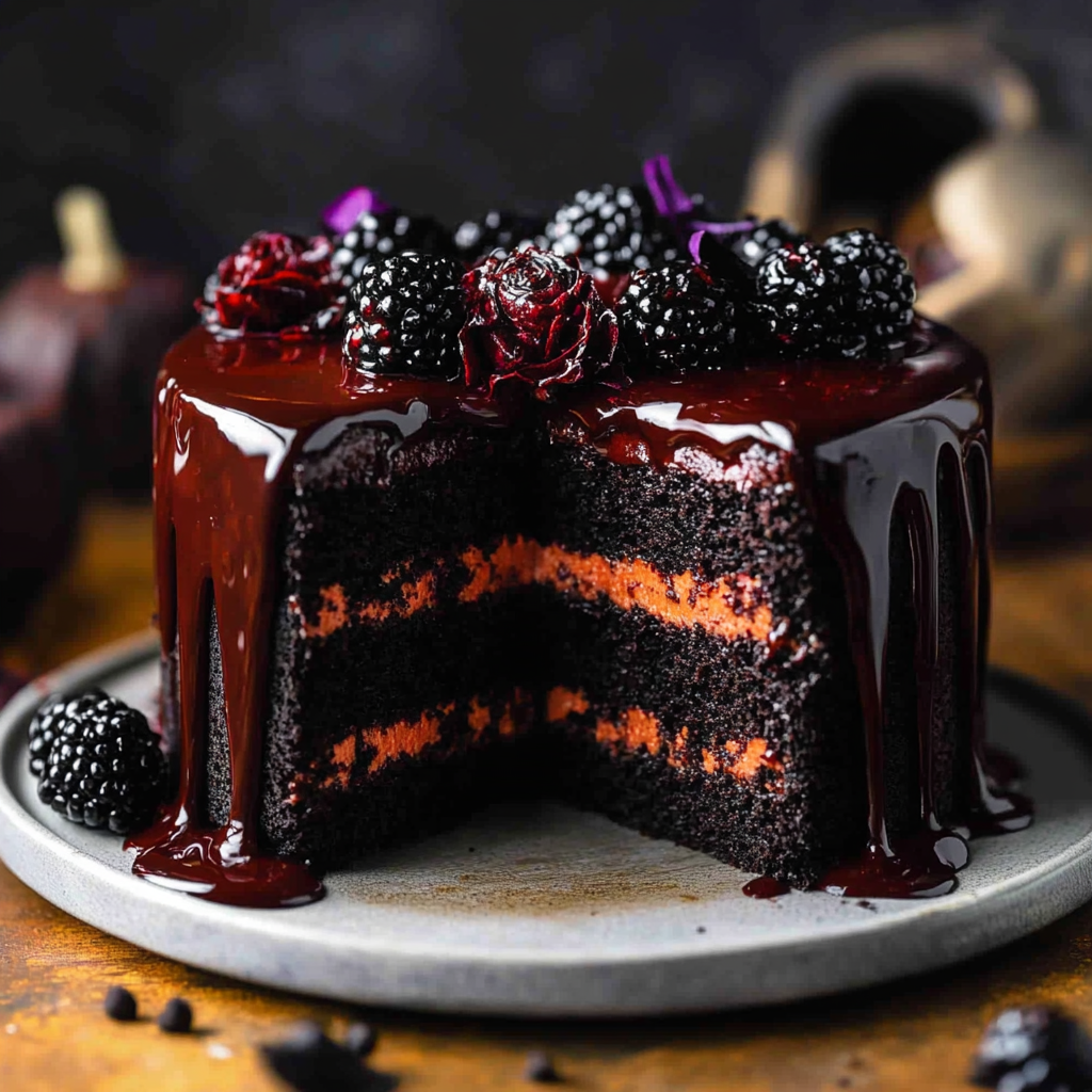 Black Velvet Halloween Cake