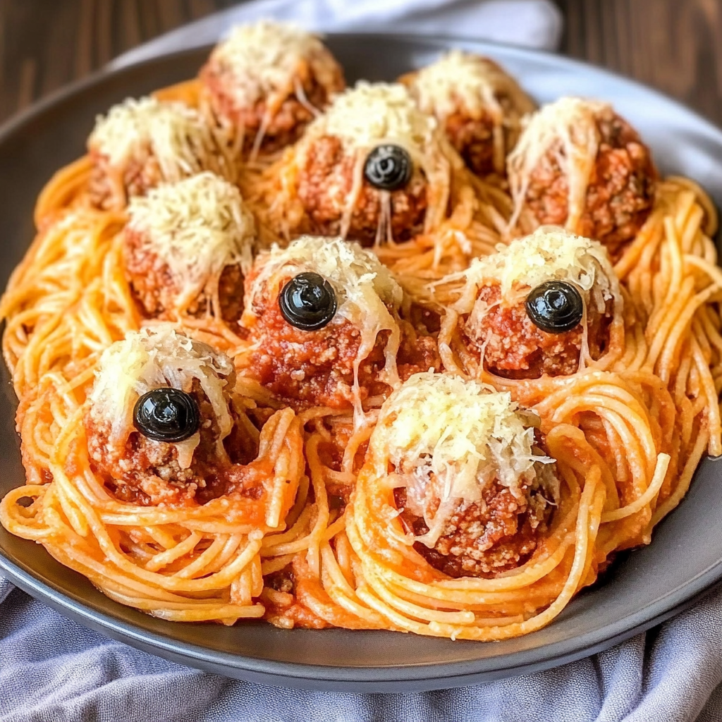 Spaghetti & Cheesy Monster Meatballs Recipe