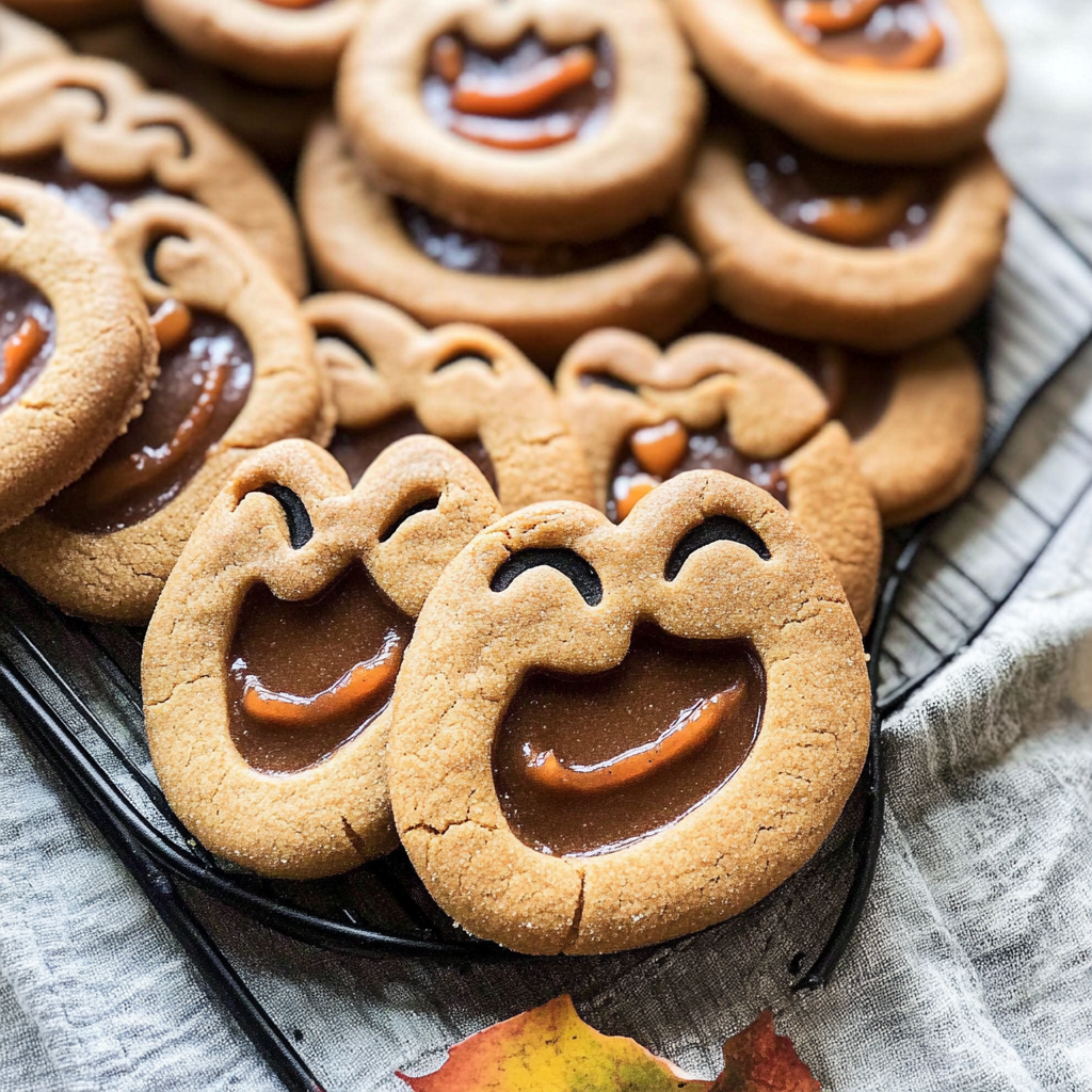 Milk Chocolate Stuffed Jack-O'-Lantern Cookies