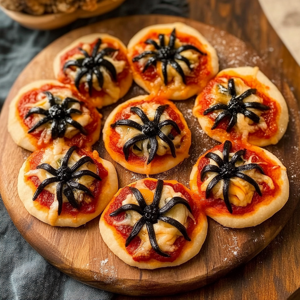 Mini Halloween Spider Pizzas Recip