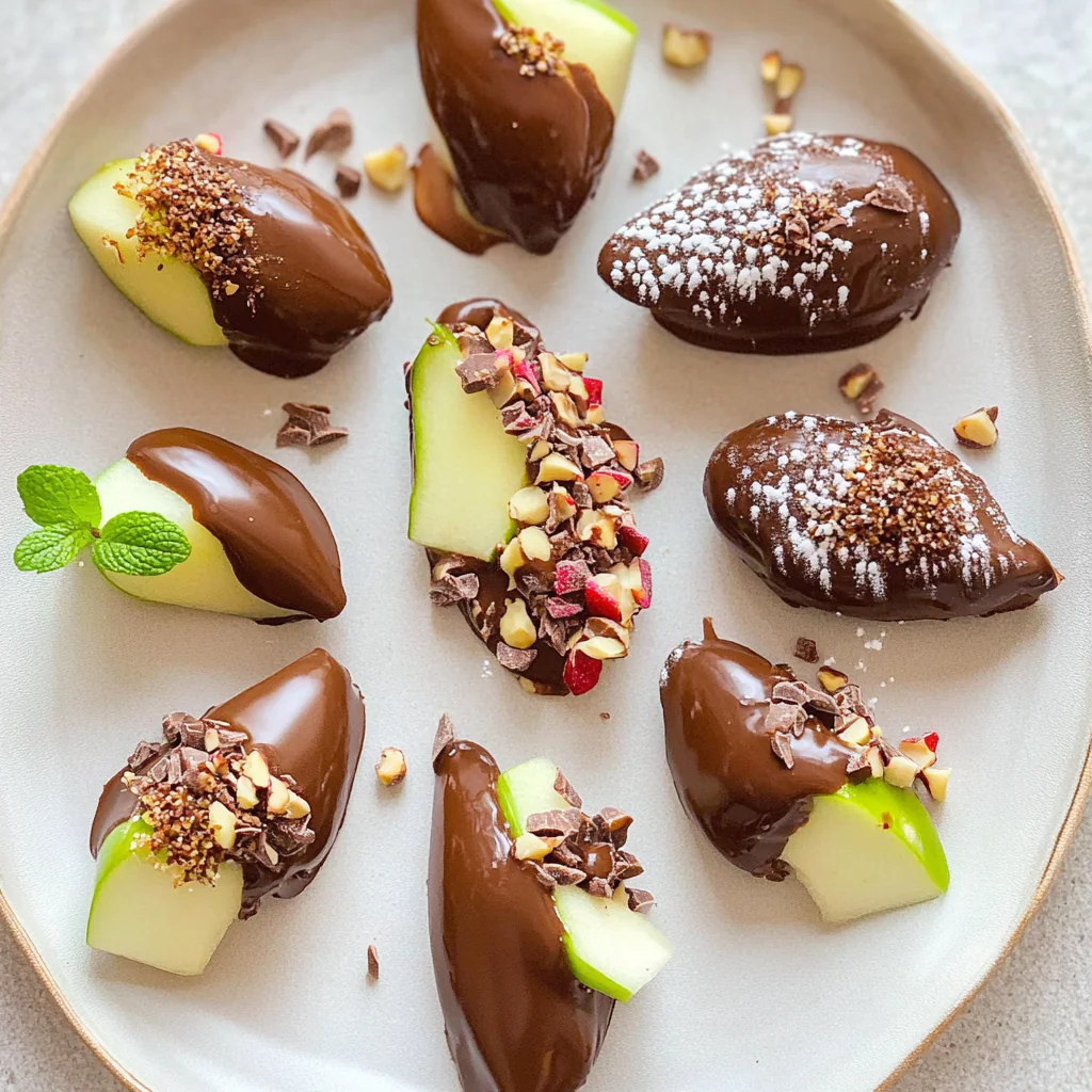 Chocolate Dipped Apple Slices Treat Recipe