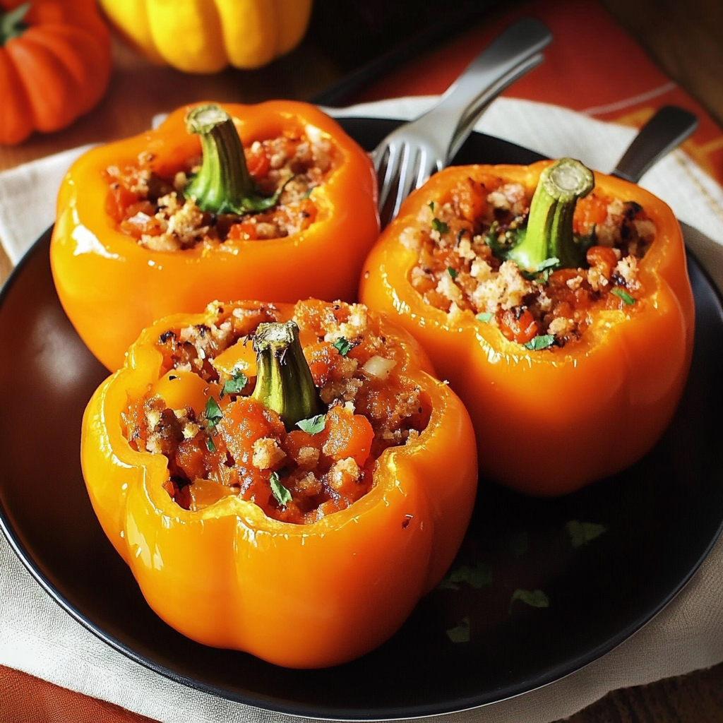 Jack-O’-Lantern Stuffed Peppers