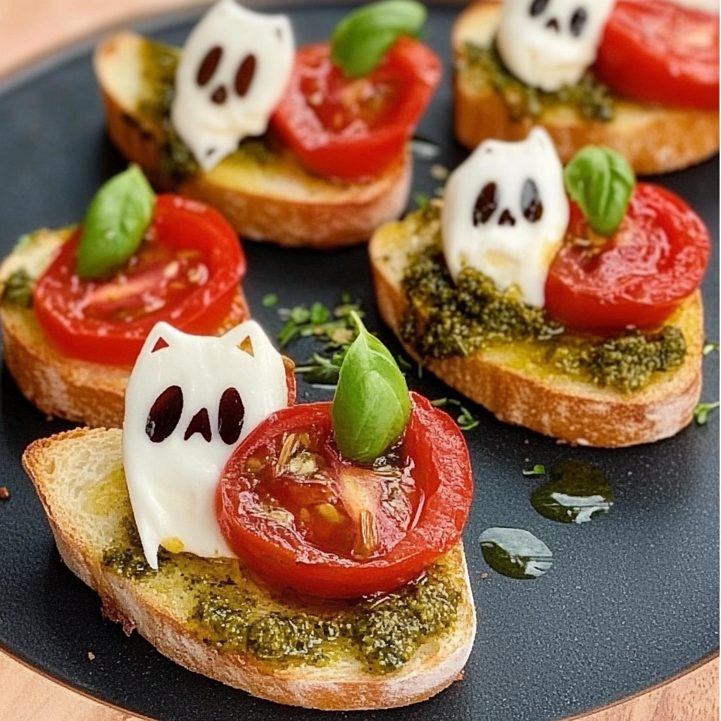 Caprese Crostini Ghosts