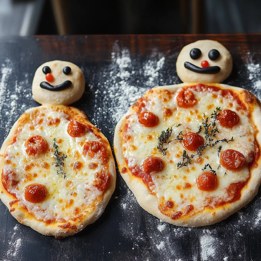 Mini Snowman Pizzas