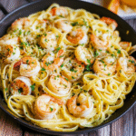 Creamy Lemon Fettuccine with Garlic Shrimp Recipe