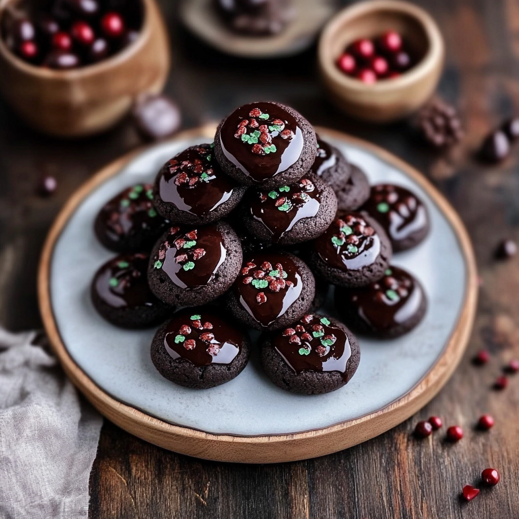 Soft Chocolate Thumbprint Cookies