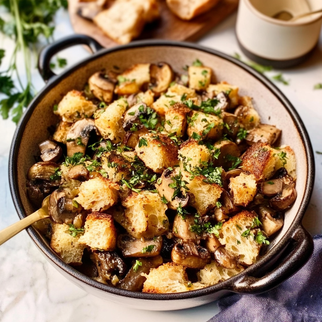 One Pot Sourdough Wild Mushroom Stuffing