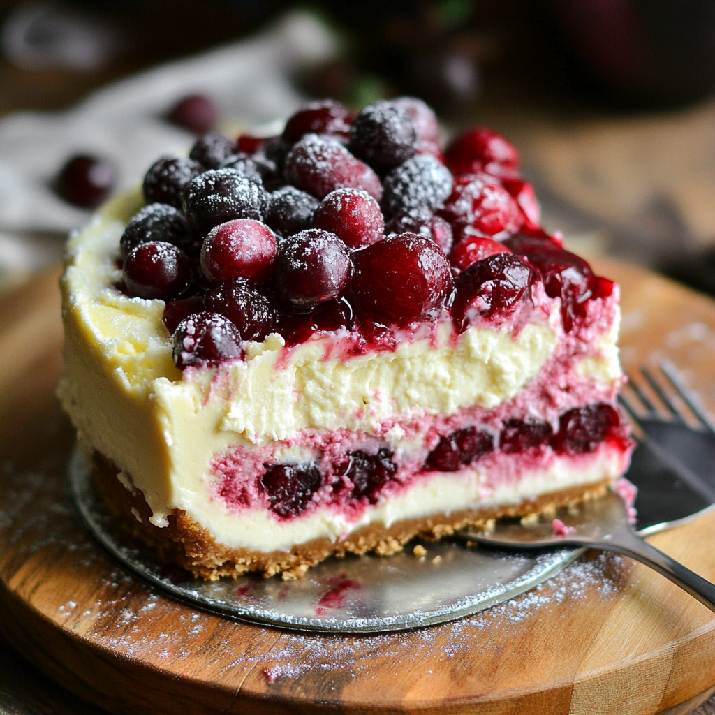 Christmas Cheesecake with Cranberry Jam