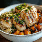 Maple Dijon Chicken & Sweet Potato Bowls