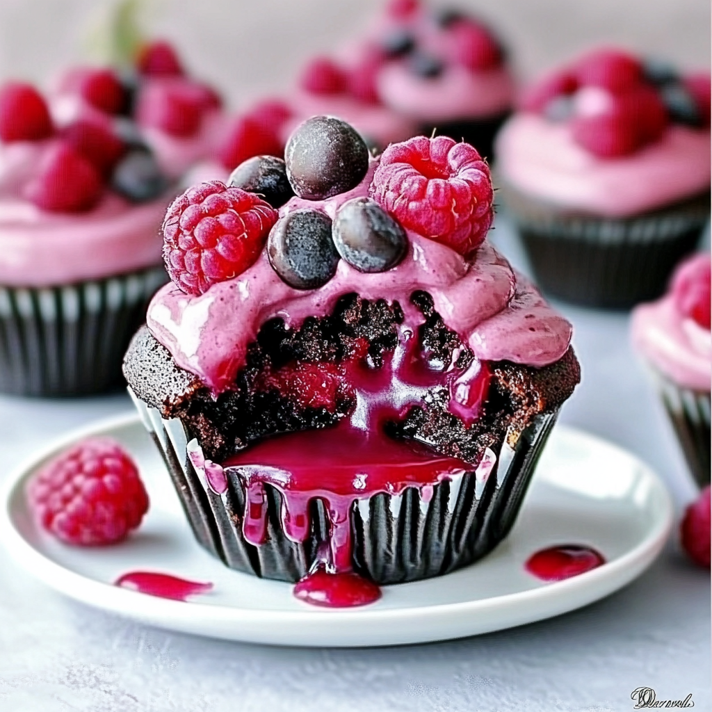 Raspberry Chocolate Cupcakes – Ooey Gooey Joy
